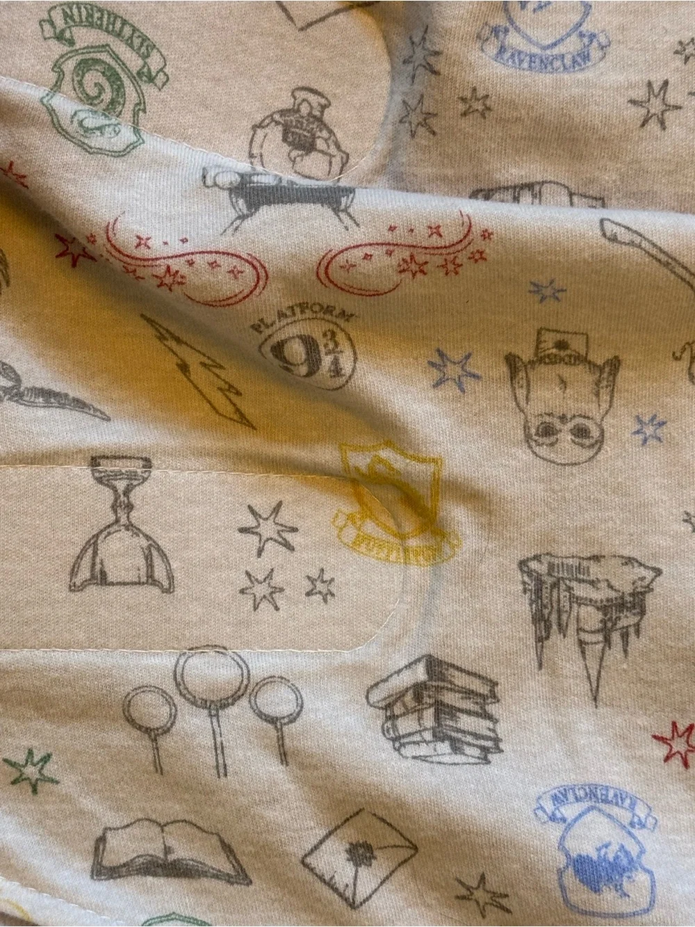 Neutral Cream Kids Pajama Sleep Sack with Multicolor Wizard Icons